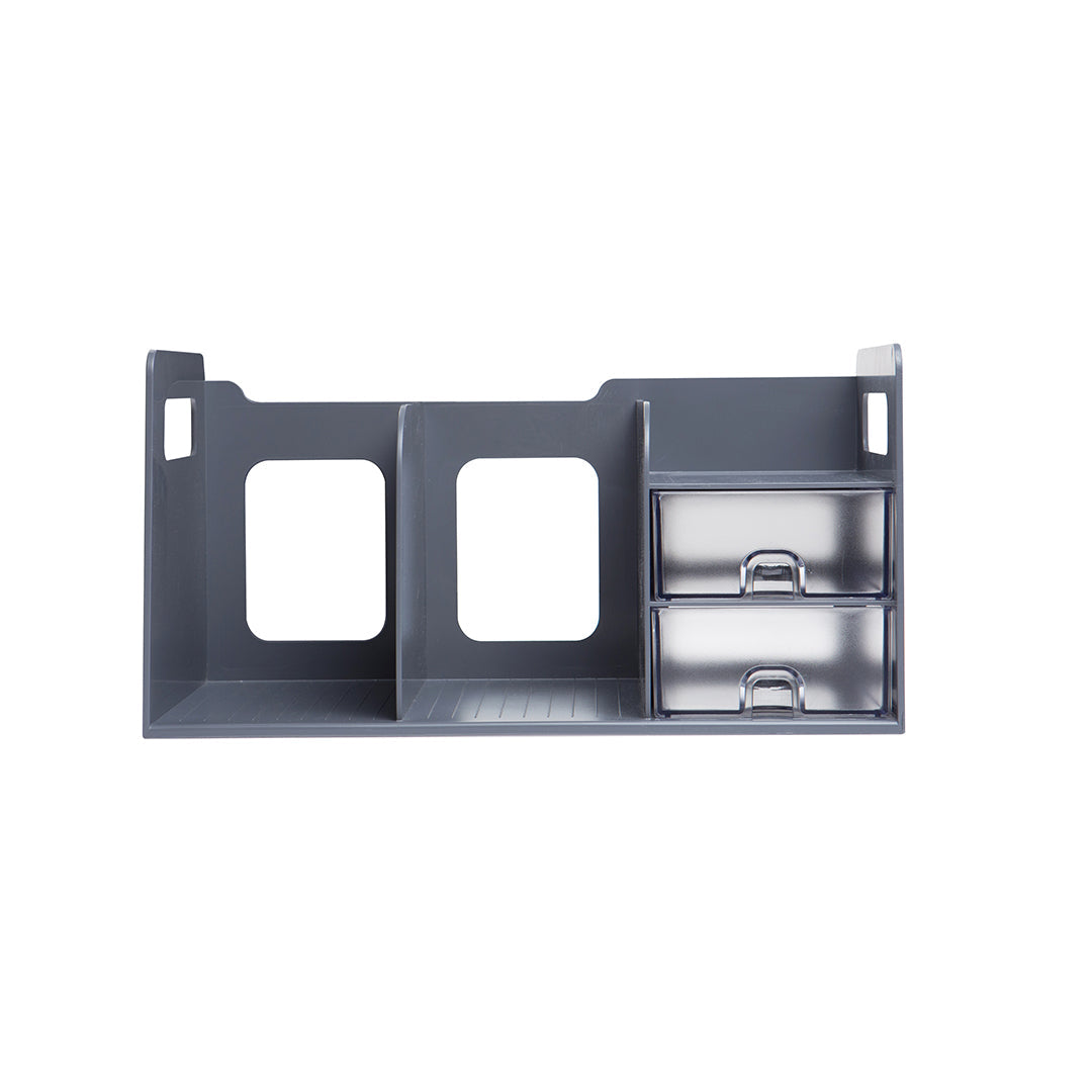 Sysmax | Book Rack With 2 Drawers | 2 Bookshelf |Organiser |Grey