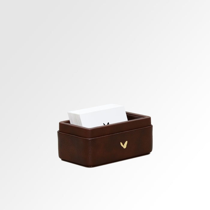 Unmet Desire Visiting Card Holder for Desk | Faux Leather | Rectangular | Classic | Brown