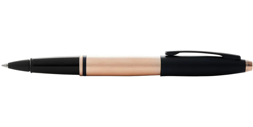 Cross AT0115-27 Calais™ Brushed Rose Gold Plate and Black Lacquer Rollerball Pen