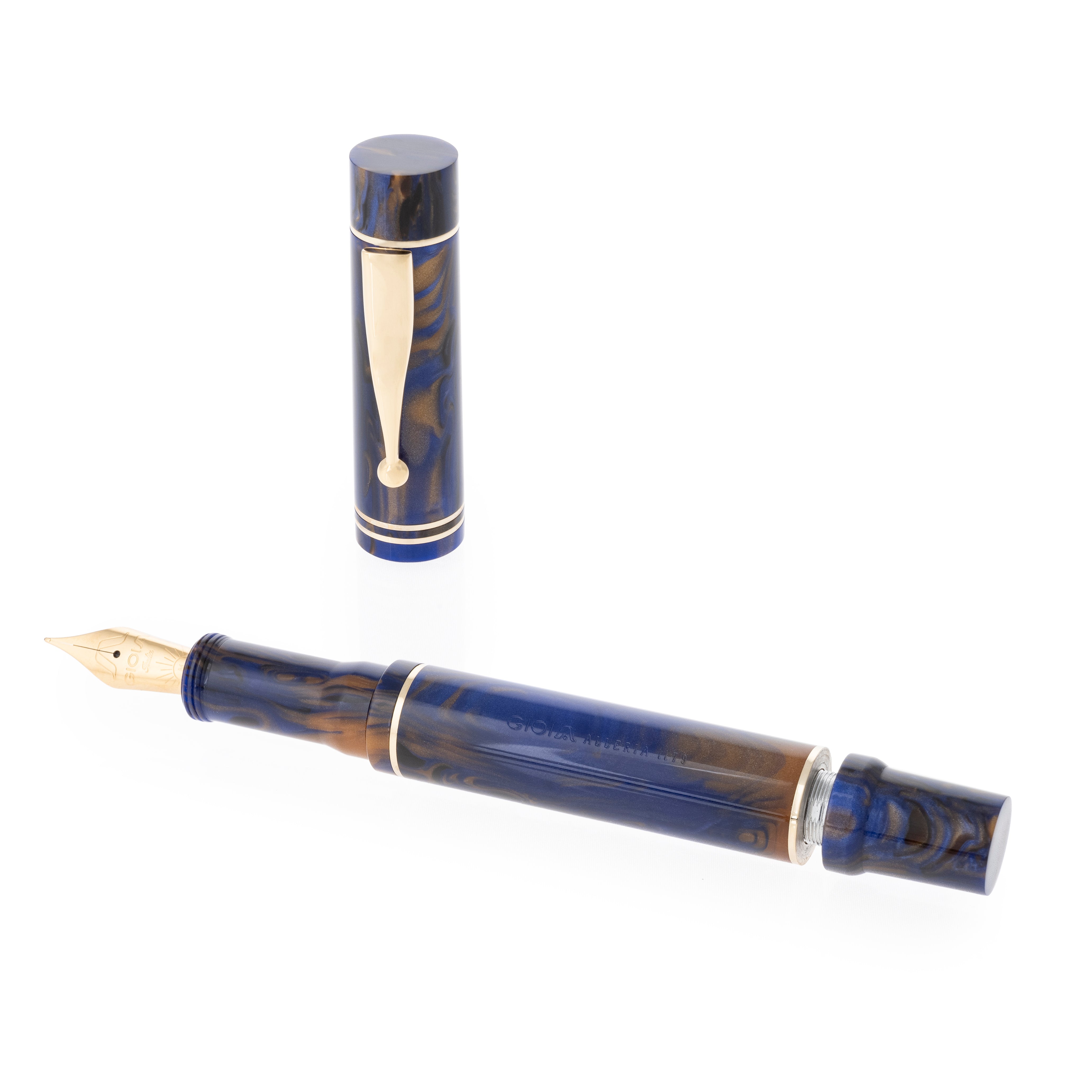 Gioia | Alleria | Fountain Pen | Crepuscola Blue-Brown | Gold Trims