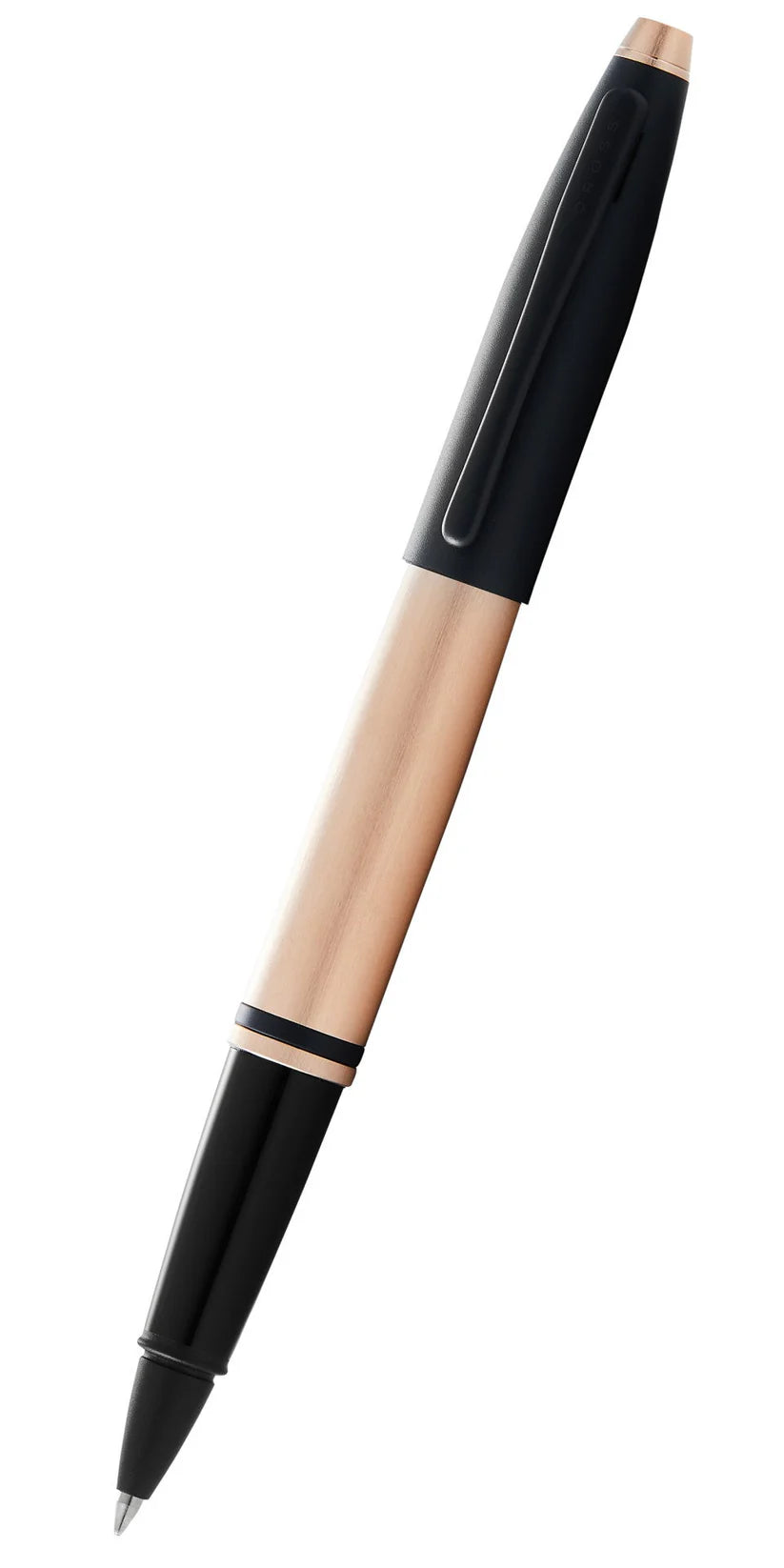 Cross AT0115-27 Calais™ Brushed Rose Gold Plate and Black Lacquer Rollerball Pen