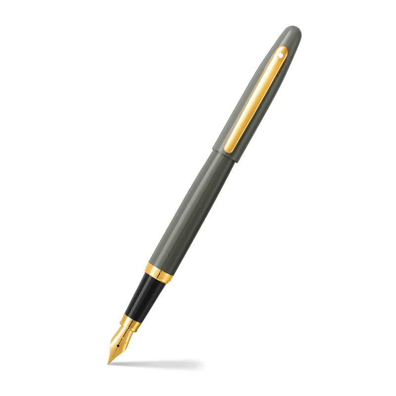 Sheaffer VFM 9427 Glossy Light Gray With PVD Gold Trim Fountain Pen Medium Nib