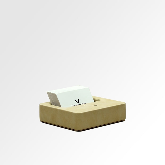 Unmet Desire Visiting Card Holder for Desk | Faux Leather | Square | Moderno | Cream