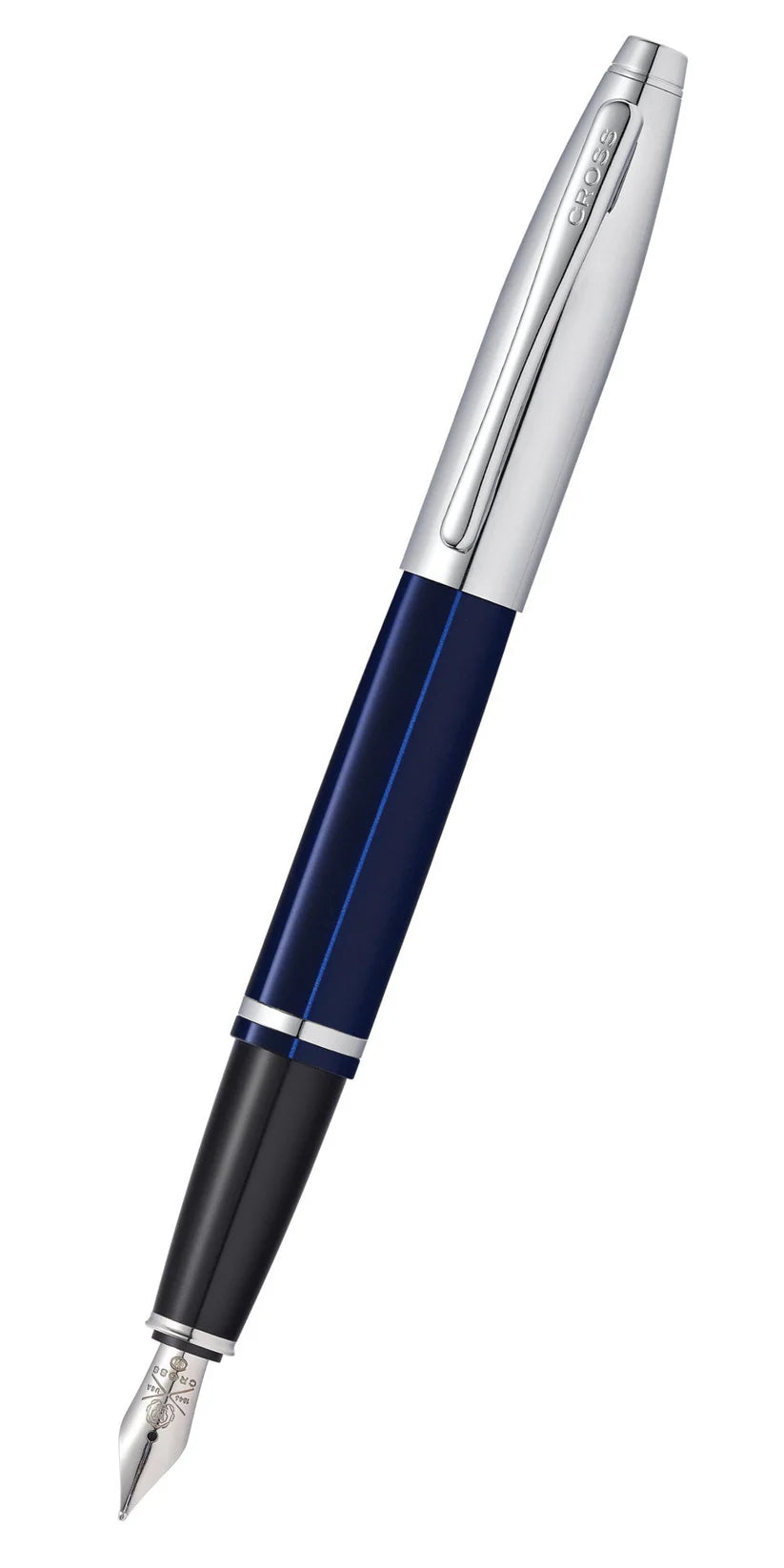Cross AT0116-3MS Calais™ Chrome & Blue Lacquer Stainless Steel Fountain Pen