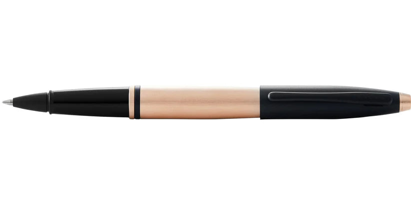 Cross AT0115-27 Calais™ Brushed Rose Gold Plate and Black Lacquer Rollerball Pen