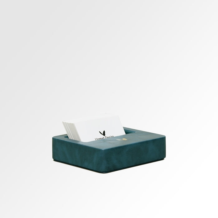 Unmet Desire Visiting Card Holder for Desk | Faux Leather | Square | Moderno | Blue