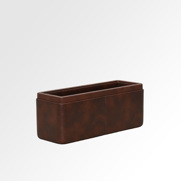 Unmet Desire Pen/Pencil Holder | Faux Leather | Rectangular Large | Classic | Brown