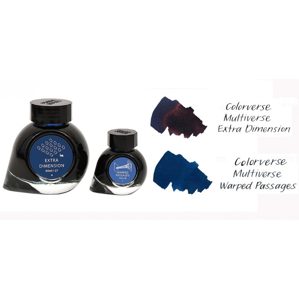 Colorverse | Multiverse Series | Season 3 | Fountain Pen Ink | Extra Dimension | Dark Blue | 65ml and 15ml | 2 Bottle Set - penpencilink