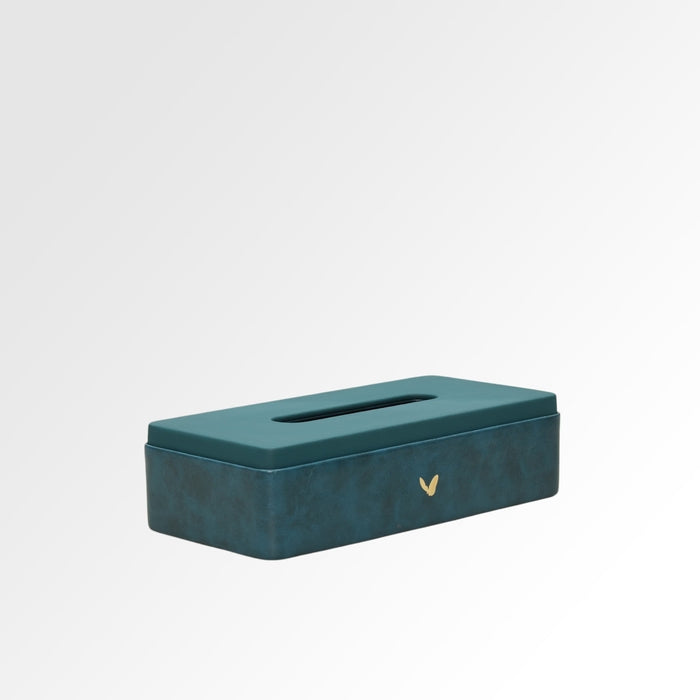Unmet Desire Tissue Box Holder for Home and Office in Premium Faux Leather | Size: 9.5 x 4.5 x 2.5(H) Inches | Moderno Blue