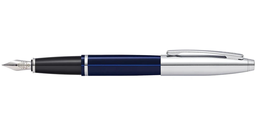 Cross AT0116-3MS Calais™ Chrome & Blue Lacquer Stainless Steel Fountain Pen