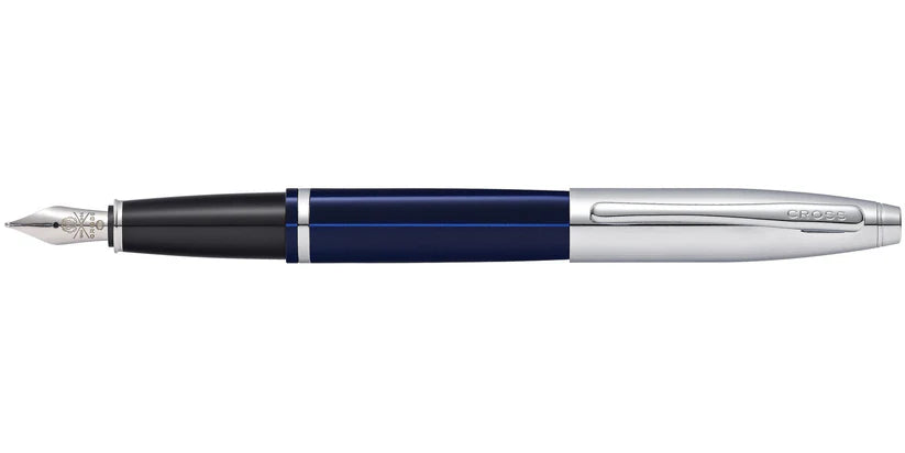 Cross AT0116-3MS Calais™ Chrome & Blue Lacquer Stainless Steel Fountain Pen