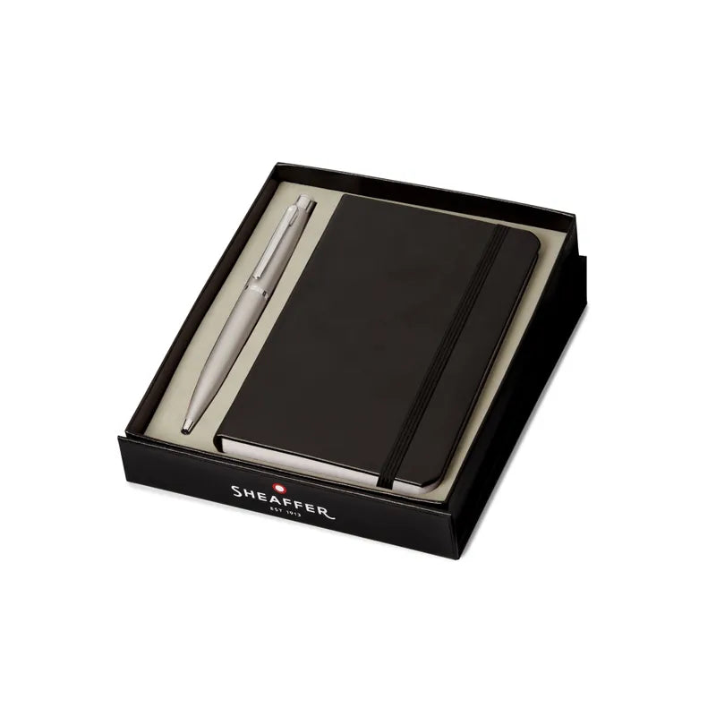 Sheaffer 9400 Gift Set VFM Strobe Silver with Chrome Trims Ballpoint Pen with Small Notebook | GIFT SET