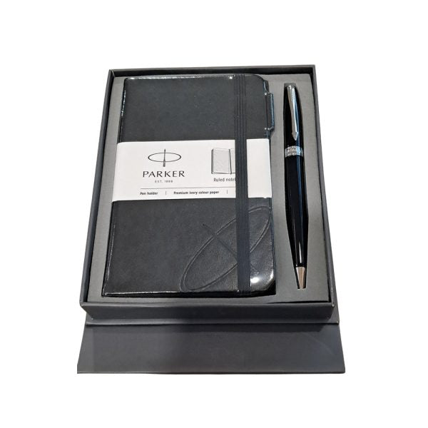 Parker Fusion Lacque Black CT Ball Pen with A6 Small Notebook