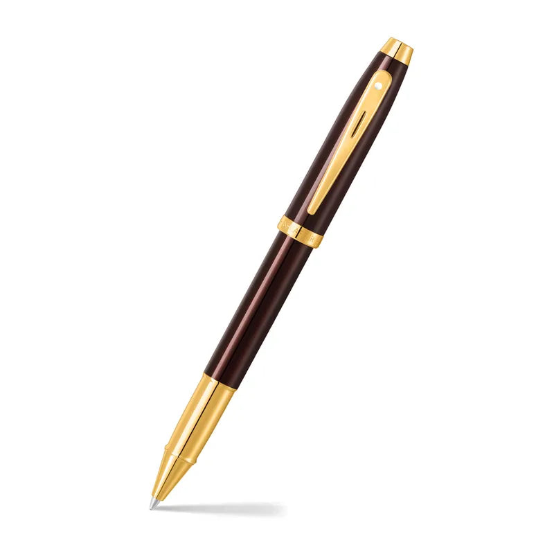 Sheaffer 100 9370 Glossy Coffee Brown With PVD Gold-Tone Trim Rollerball Pen