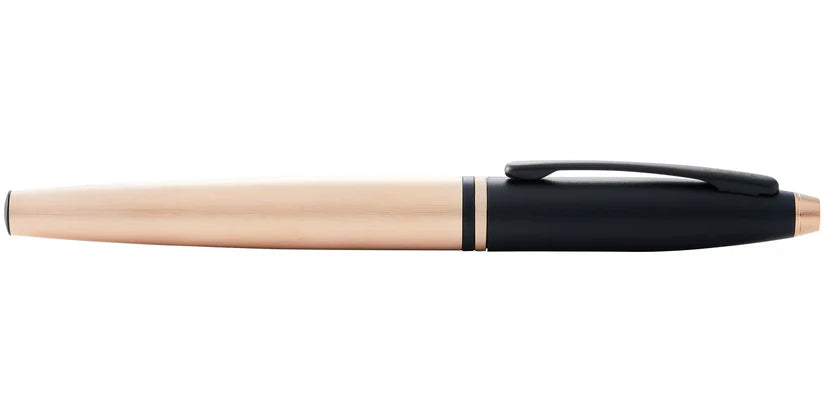 Cross AT0115-27 Calais™ Brushed Rose Gold Plate and Black Lacquer Rollerball Pen