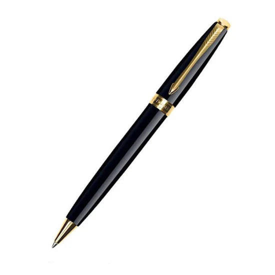 Parker Fusion Laque Black GT Ball Pen with Brown Large Notebook