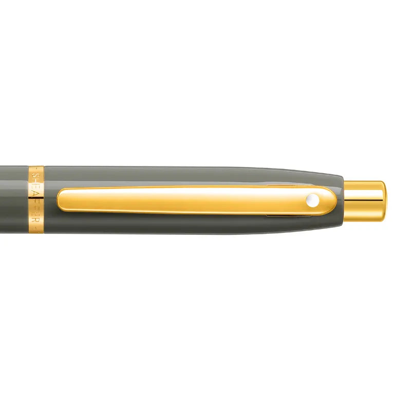 Sheaffer VFM 9427 Glossy Light Gray With PVD Gold Trim Ballpoint Pen