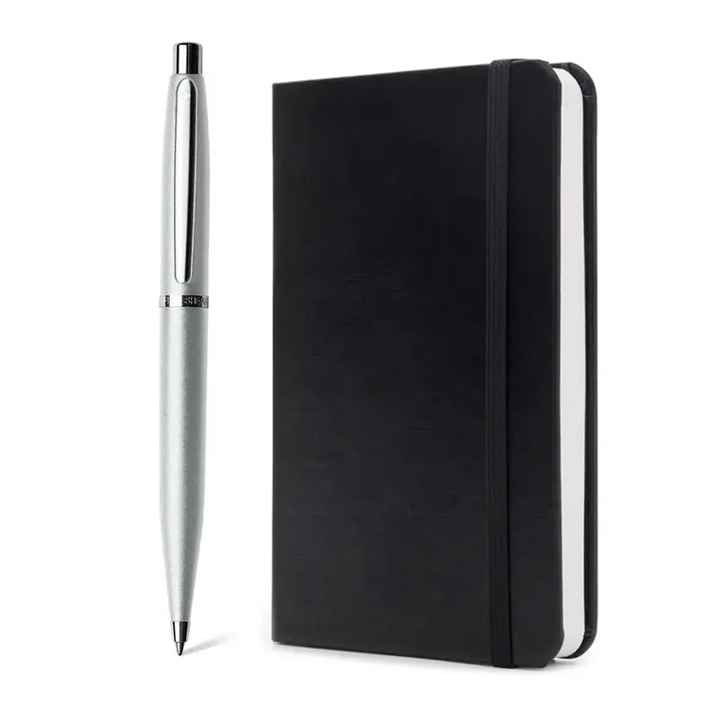 Sheaffer 9400 Gift Set VFM Strobe Silver with Chrome Trims Ballpoint Pen with Small Notebook | GIFT SET