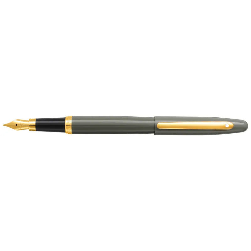 Sheaffer VFM 9427 Glossy Light Gray With PVD Gold Trim Fountain Pen Medium Nib