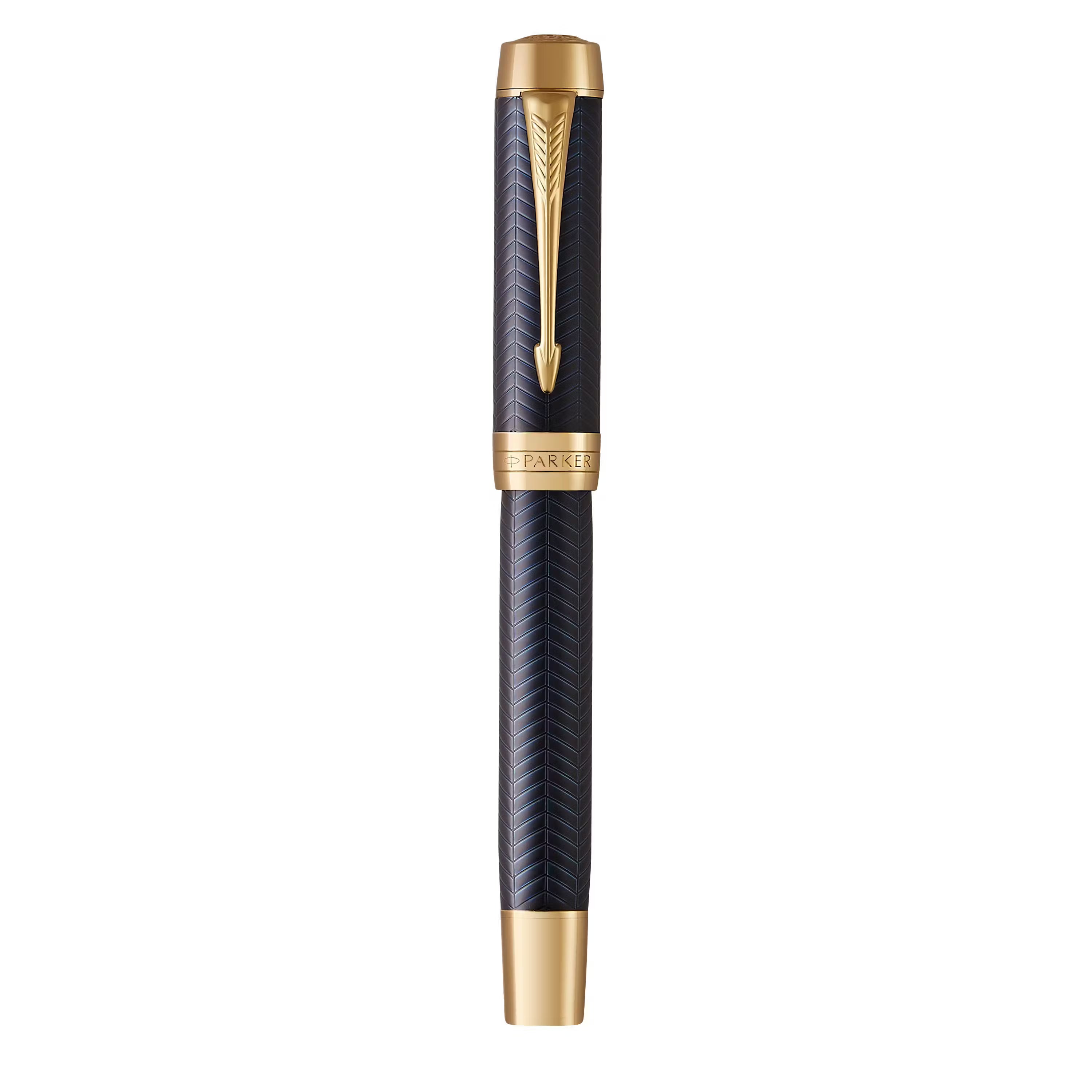 Parker Duofold Prestige Blue Chevron Gold Trim Fountain Pen