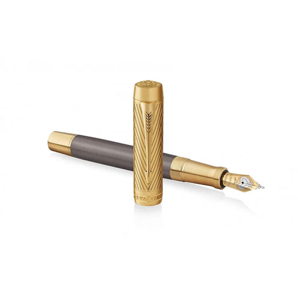 Parker Duofold Pioneers Collection Grey Lacquer & Gold Trim Fountain Pen 18Kt Gold