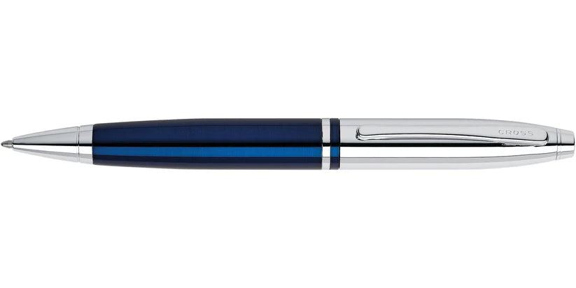 Cross AT0112-3 Calais™ Chrome & Blue Lacquer Ballpoint Pen