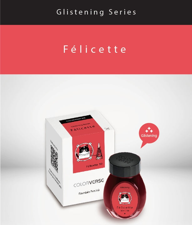 Colorverse | Glistening Series | Traiblazer In Space | Felicette | Fountain Pen Ink | Red Ink | 30ml - penpencilink