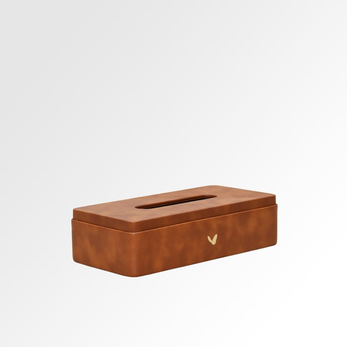 Unmet Desire Tissue Box Holder for Home and Office in Premium Faux Leather | Size: 9.5 x 4.5 x 2.5(H) Inches | Classic |Tan