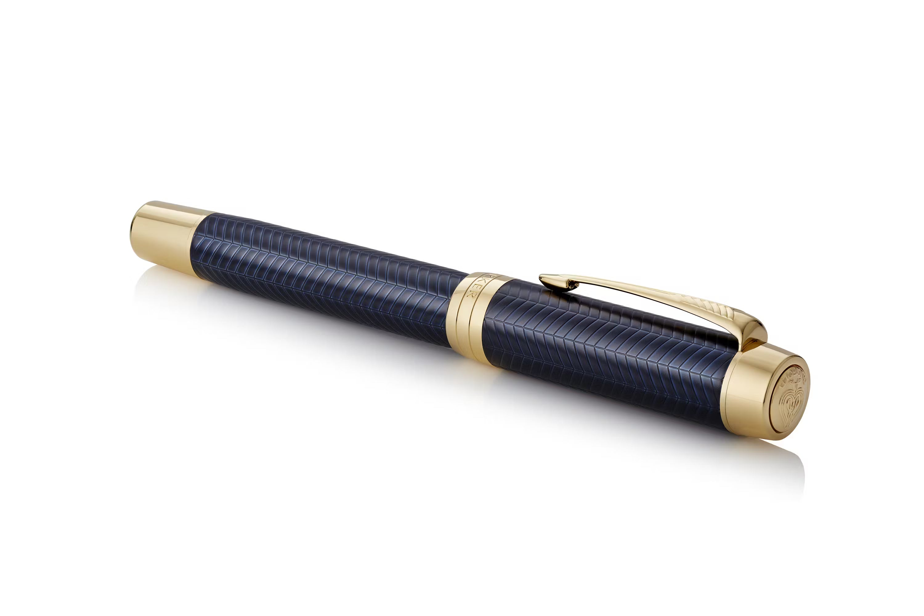 Parker Duofold Prestige Blue Chevron Gold Trim Fountain Pen