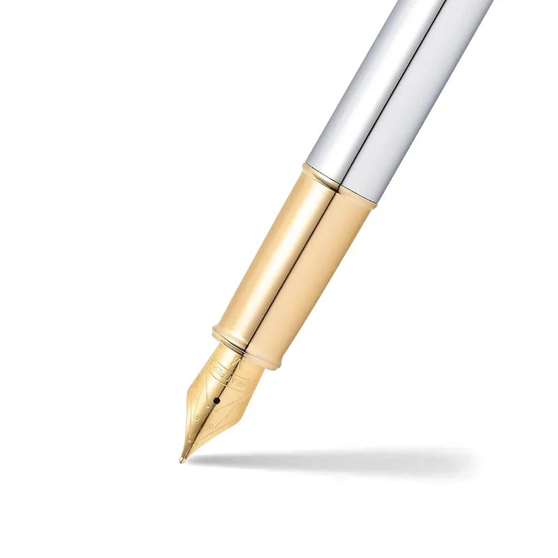 Sheaffer 9340 Gift 100 Bright Chrome with Gold Tone Trim Fountain Pen