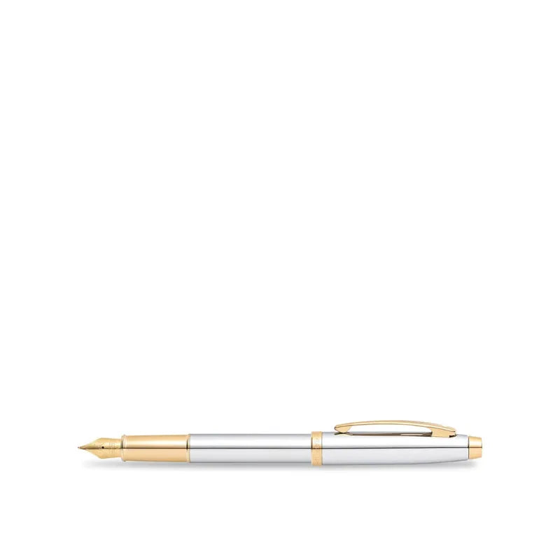Sheaffer 9340 Gift 100 Bright Chrome with Gold Tone Trim Fountain Pen