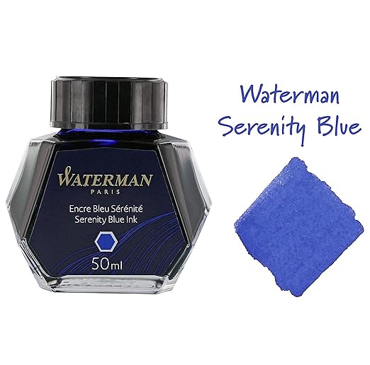 Waterman 50 ml Bottled Liquid Fountain Pen Ink, Serenity Blue