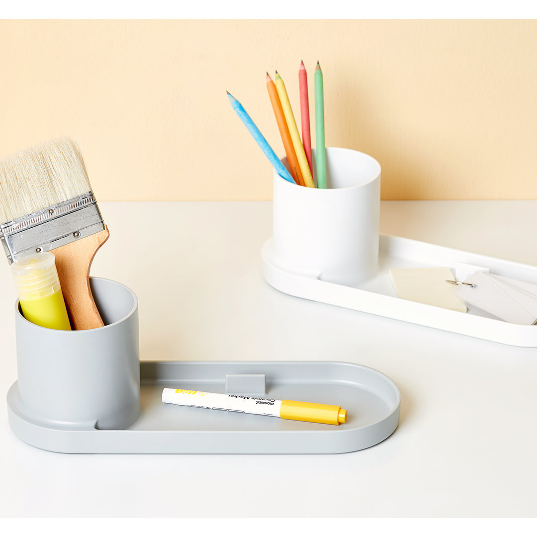 Litem | Pen Stand with Tray | Organizer | Ivory | Holder Tray