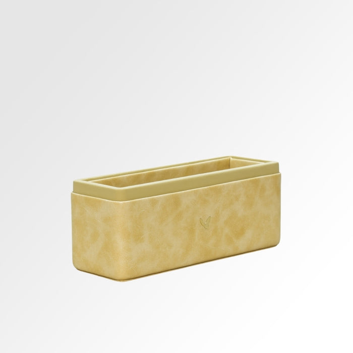 Unmet Desire Pen/Pencil Holder | Faux Leather | Rectangular Large | Moderno | Cream