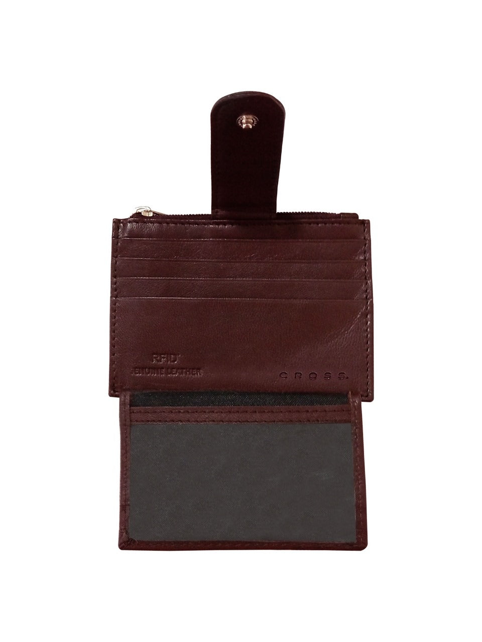 CROSS AT066-2 COVENTRY SHINY CHROME GOLD TRIM BALLPOINT PEN WITH BROWN CARD HOLDER | GIFT SET