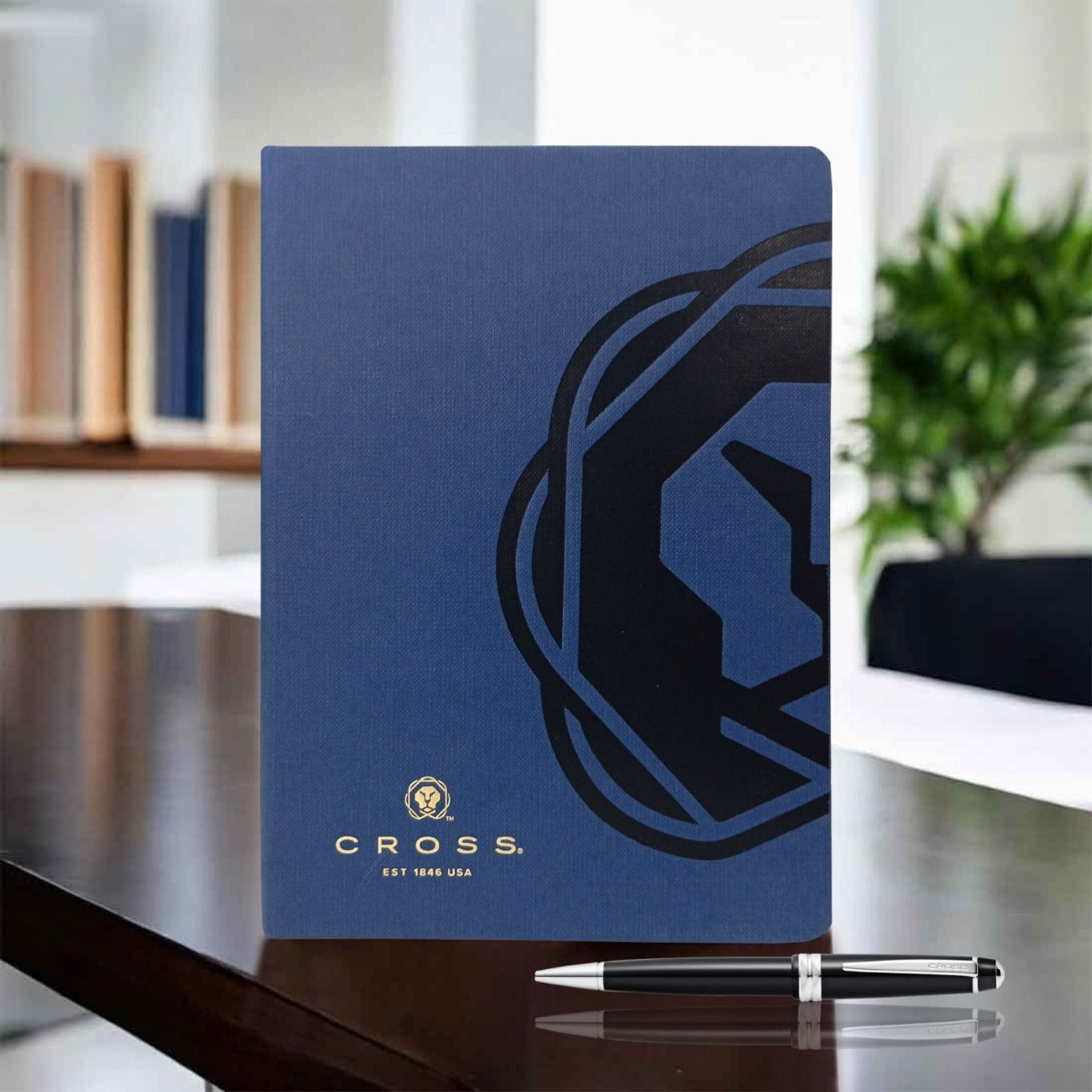 CROSS AT0742-1 BAILEY LIGHT RESIN BLACK BALLPOINT PEN WITH BLUE NOTEBOOK | GIFT SET