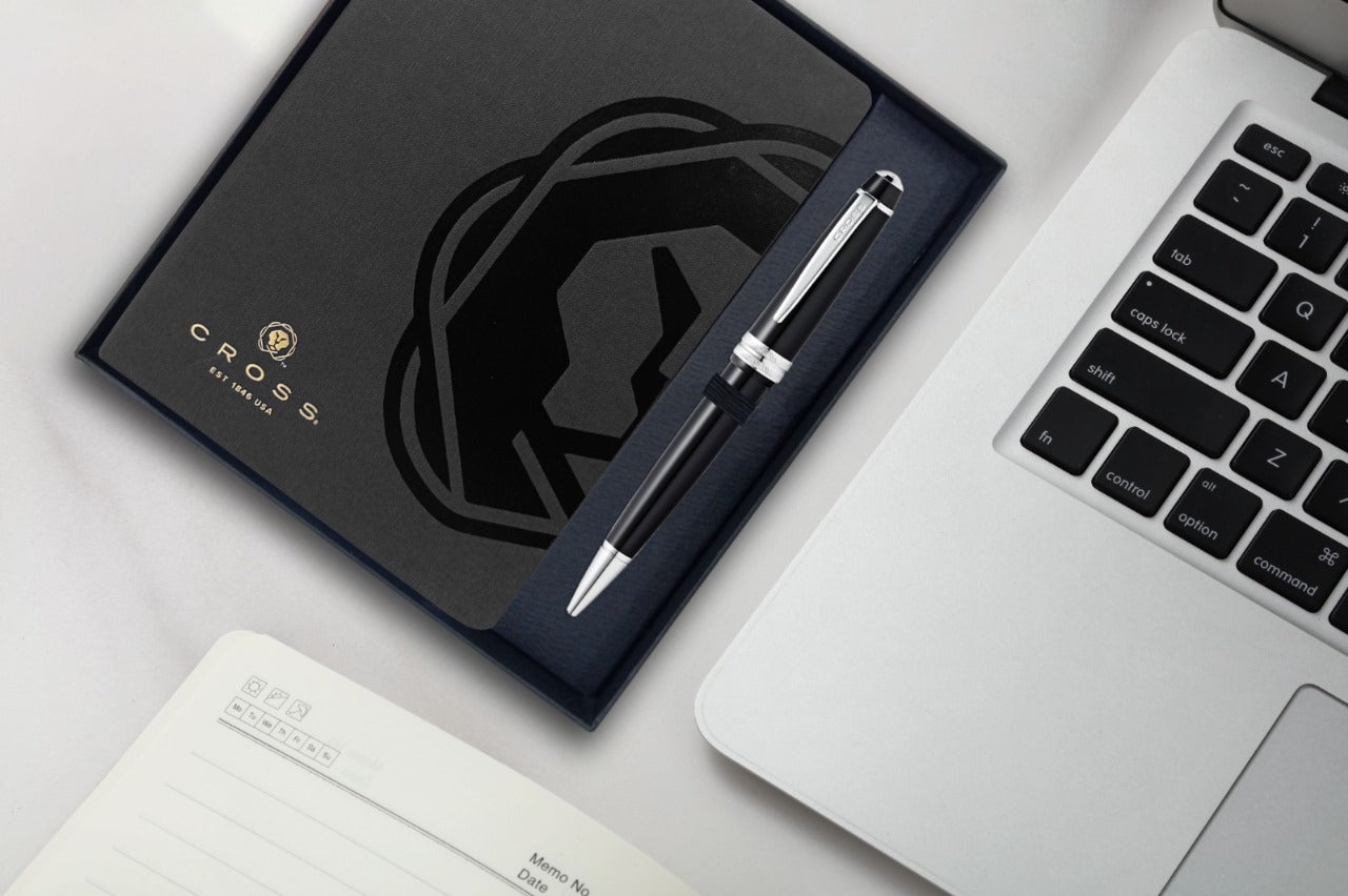 CROSS AT0742-1 BAILEY LIGHT RESIN BLACK BALLPOINT PEN WITH BLACK NOTEBOOK | GIFT SET