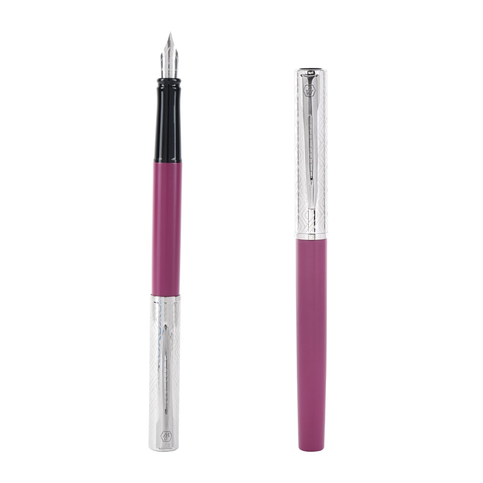 Waterman Allure Deluxe Pink Chrome Trim Fountain Pen with Waterman Notebook Gift Set