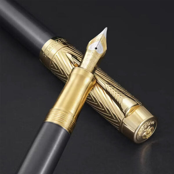 Parker Duofold Pioneers Collection Grey Lacquer & Gold Trim Fountain Pen 18Kt Gold