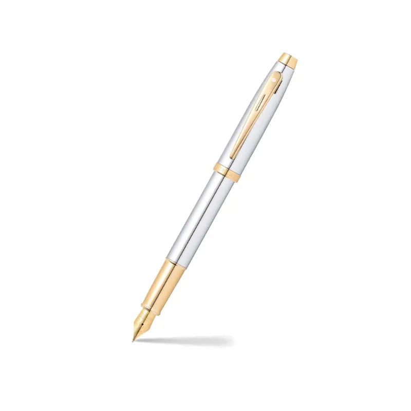 Sheaffer 9340 Gift 100 Bright Chrome with Gold Tone Trim Fountain Pen