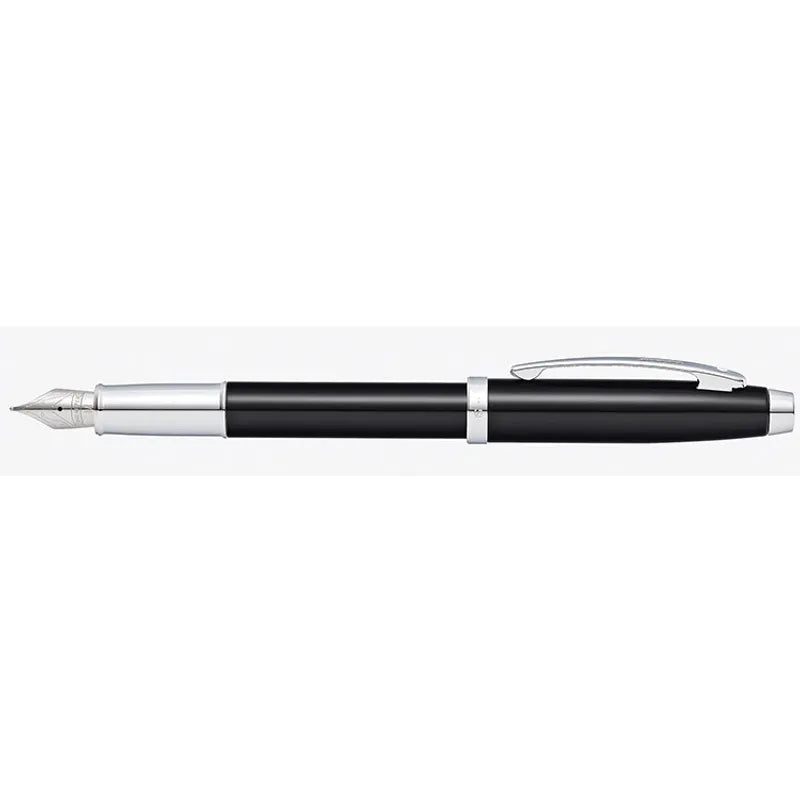 Sheaffer 9338 Gift 100 Glossy Black with Chrome Plated Trim Fountain Pen Medium Nib