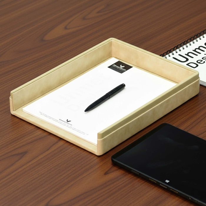 Unmet Desire A4 Paper Tray / Letter Tray | Faux Leather | Moderno | Cream