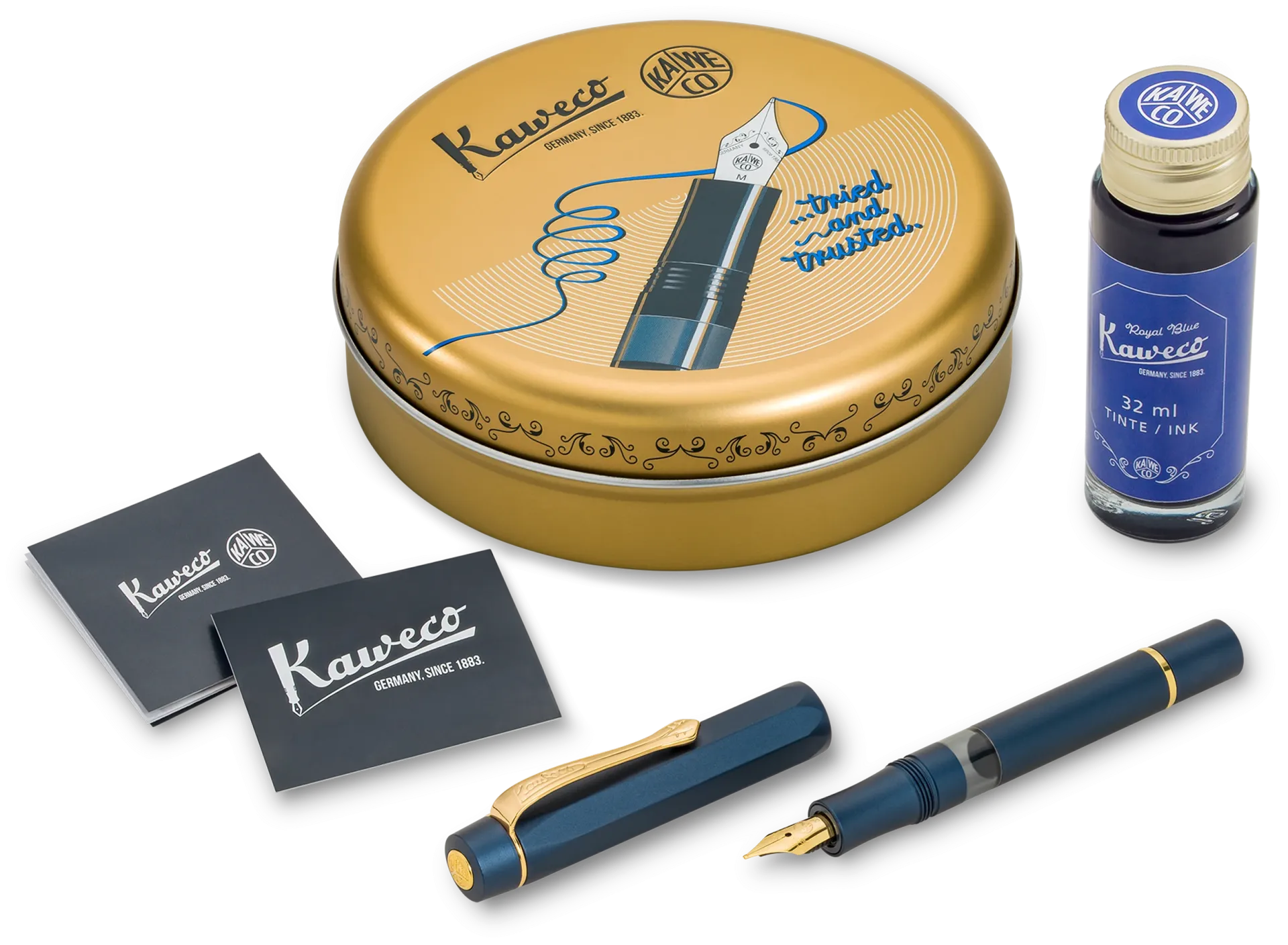 Kaweco PISTON SPORT AL Starter Set Navy/Gold