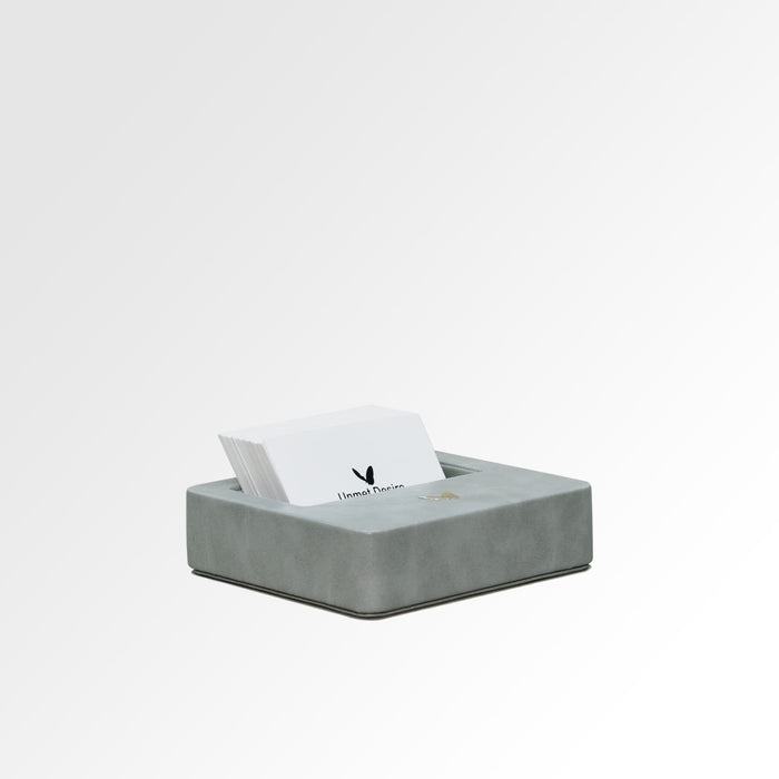 Unmet Desire Visiting Card Holder for Desk | Faux Leather | Square | Moderno | Grey