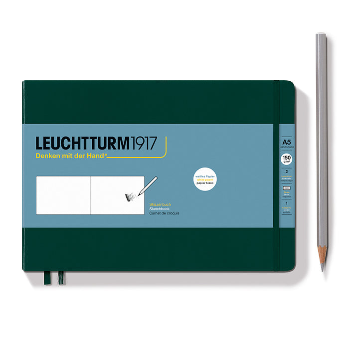 LEUCHTTURM1917 Sketchbook Landscape (A5), Hardcover, 112 pages (150 g/sqm), plain, Forest Green
