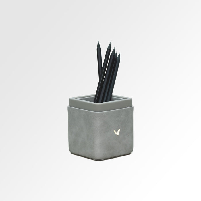 Unmet Desire Pen/Pencil Holder | Faux Leather | Square Small | Moderno | Grey