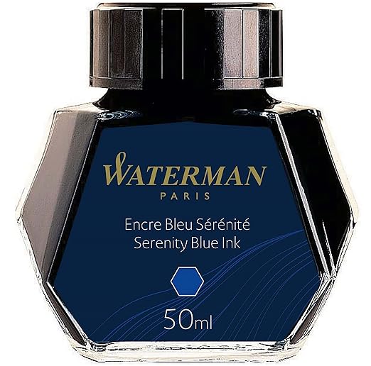 Waterman 50 ml Bottled Liquid Fountain Pen Ink, Serenity Blue