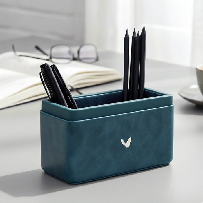 Unmet Desire Pen/Pencil Holder | Faux Leather | Rectangular Medium | Moderno | Blue