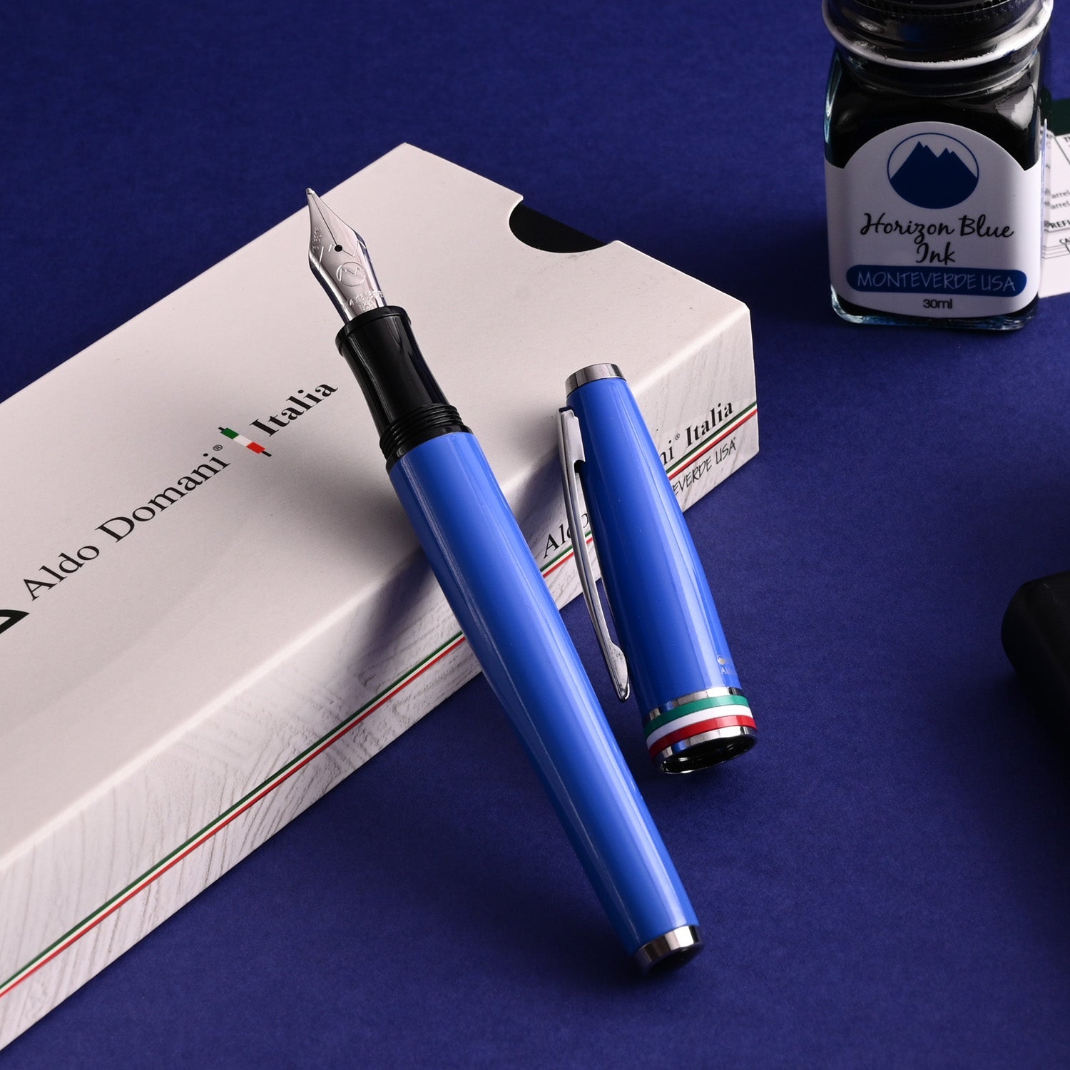 Monteverde Aldo Domani Italia Fountain Pen - Exotic Blue CT 8