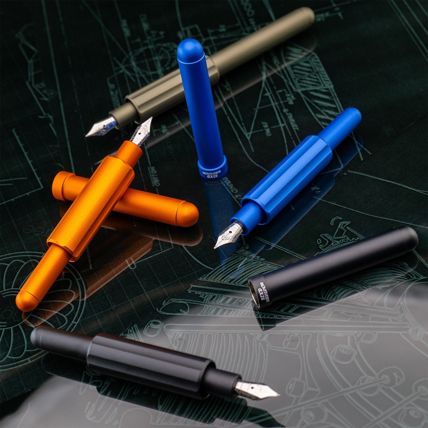 Monteverde Axis Fountain Pen - Matte Blue